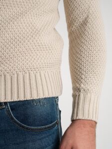 V2 Maglione misto lana con taschino fantasia azteca MAO Burro (1)