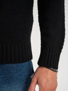 V2 Maglione misto lana con taschino nero floreale MAO Nero (1)