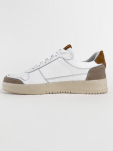 V2 Sneakers in pelle bianca con V a contrasto,tallone linguetta e punta in camoscio SUCOL Marrone:Beige2