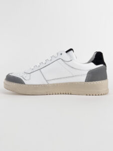 V2 Sneakers in pelle bianca con V a contrasto,tallone linguetta e punta in camoscio SUCOL Nero:Grigio2