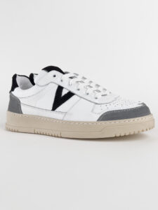 V2 Sneakers in pelle bianca con V a contrasto,tallone linguetta e punta in camoscio SUCOL Nero:Grigio3
