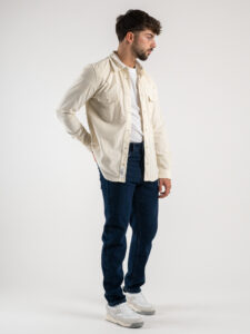 BERNA Camicia in velluto a costine con tasche frontali 233066 Latte1