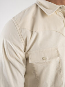 BERNA Camicia in velluto a costine con tasche frontali 233066 Latte5