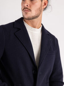 BERNA Cappotto lungo con bottoni 233079 Blu3