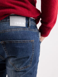 BERNA Jeans slim fit slavato senza rotture 233098 Blu Denim (1)