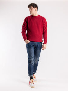 BERNA Jeans slim fit slavato senza rotture 233098 Blu Denim