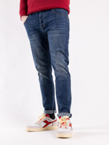 BERNA Jeans slim fit slavato senza rotture 233098 Blu Denim (3)