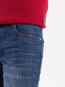 BERNA Jeans slim fit slavato senza rotture 233098 Blu Denim (4)