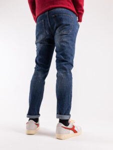 BERNA Jeans slim fit slavato senza rotture 233098 Blu Denim (5)