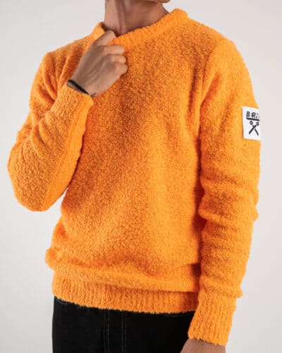 BERNA Maglione girocollo rasato misto lana 233050 Arancio 3 Nuovi Arrivi