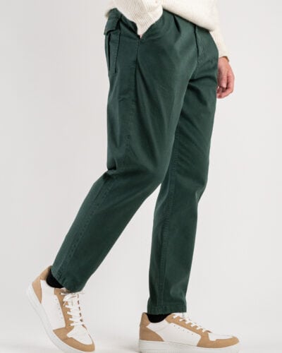 BERNA Pantalone basico invernale con pences 233194 Verde Bottiglia 5 Saldi