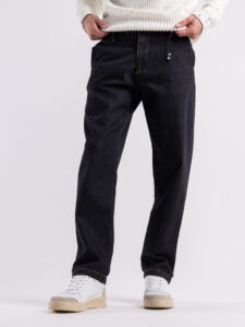 BERNA Pantalone denim con gamba morbida e pinces 220203 Nero (5)