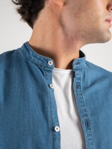 BL.11 Camicia in jeans con collo a coreana 1330 Azzurra (4)