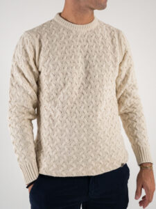 BL11 Maglione girocollo con piccole trecce G50 Panna (3)