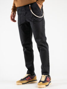 BL11 Pantalone work con coulisse, bottone in vita e catenella removibile BULL Nero (7)