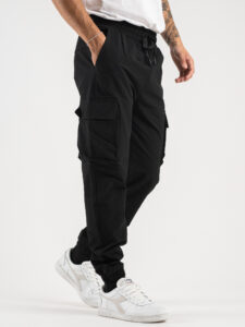 Coordinato camicia pesante con zip e bottoni + pantalone cargo DK16 Nero10