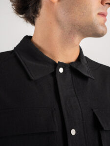 Coordinato camicia pesante con zip e bottoni + pantalone cargo DK16 Nero5