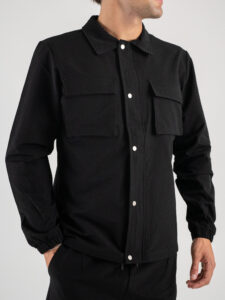 Coordinato camicia pesante con zip e bottoni + pantalone cargo DK16 Nero7