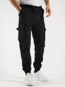 Coordinato camicia pesante con zip e bottoni + pantalone cargo DK16 Nero8