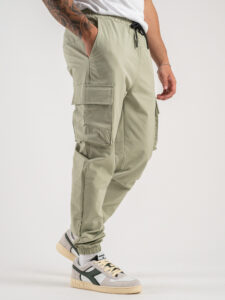 Coordinato camicia pesante con zip e bottoni + pantalone cargo DK16 Salvia10