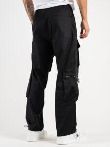 Coordinato giacchetta con tasconi e bottoni + pantalone cargo multi tasconato e cordino sul fondo 609610 Nero (10)