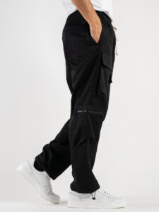 Coordinato giacchetta con tasconi e bottoni + pantalone cargo multi tasconato e cordino sul fondo 609610 Nero (8)
