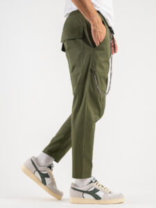 Coordinato giacchetta con zip + pantalone con coulisse e catenella ONE Verde Militare8