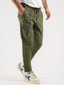 Coordinato giacchetta con zip + pantalone con coulisse e catenella ONE Verde Militare9