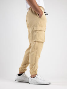 Coordinato morbido in policotone con camicia e pantalone cargo DK05 Beige10