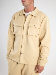 Coordinato morbido in policotone con camicia e pantalone cargo DK05 Beige6