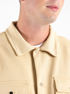 Coordinato morbido in policotone con camicia e pantalone cargo DK05 Beige7