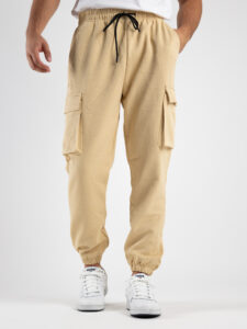 Coordinato morbido in policotone con camicia e pantalone cargo DK05 Beige8