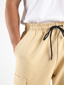 Coordinato morbido in policotone con camicia e pantalone cargo DK05 Beige9