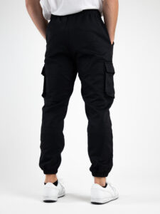 Coordinato morbido in policotone con camicia e pantalone cargo DK05 Nero12