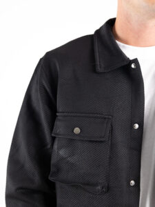 Coordinato morbido in policotone con camicia e pantalone cargo DK05 Nero6