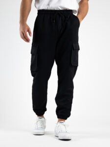 Coordinato morbido in policotone con camicia e pantalone cargo DK05 Nero8