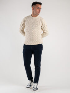 ESTASI Pantalone chinos invernale con risvolto made in Italy DETROIT Blu (2)