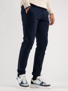ESTASI Pantalone chinos invernale con risvolto made in Italy DETROIT Blu (4)