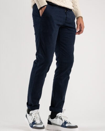 ESTASI Pantalone chinos invernale con risvolto made in Italy DETROIT Blu 4 Saldi