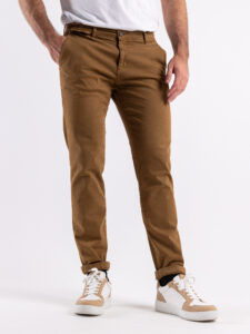 ESTASI Pantalone chinos invernale con risvolto made in Italy DETROIT Cammello (3)