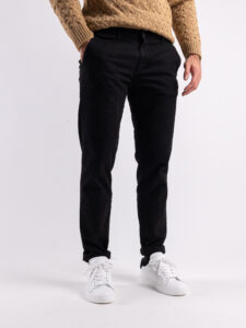 ESTASI Pantalone chinos invernale con risvolto made in Italy DETROIT Nero (2)