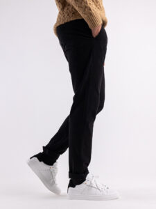ESTASI Pantalone chinos invernale con risvolto made in Italy DETROIT Nero (4)