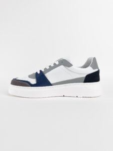 ESTASI Sneakers bianche sportive Made In Italy con inserti grigio e tallone blu DIEGO Blu5