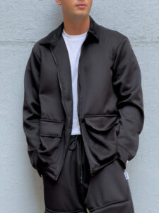HYDO Coordinato giacchetta con zip + pantalone cargo multi tasconato 615:616 Nero1