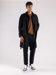IMPERIAL Cappotto con colletto, tasche e cintura in vita K6405B1055 Nero (2)