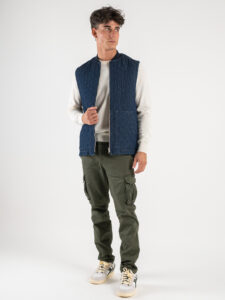 IMPERIAL Giubbino smanicato trapuntato effetto jeans con colletto in maglia e zip L898GC06CH Blu Denim (4)