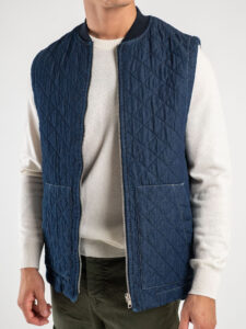 IMPERIAL Giubbino smanicato trapuntato effetto jeans con colletto in maglia e zip L898GC06CH Blu Denim (5)