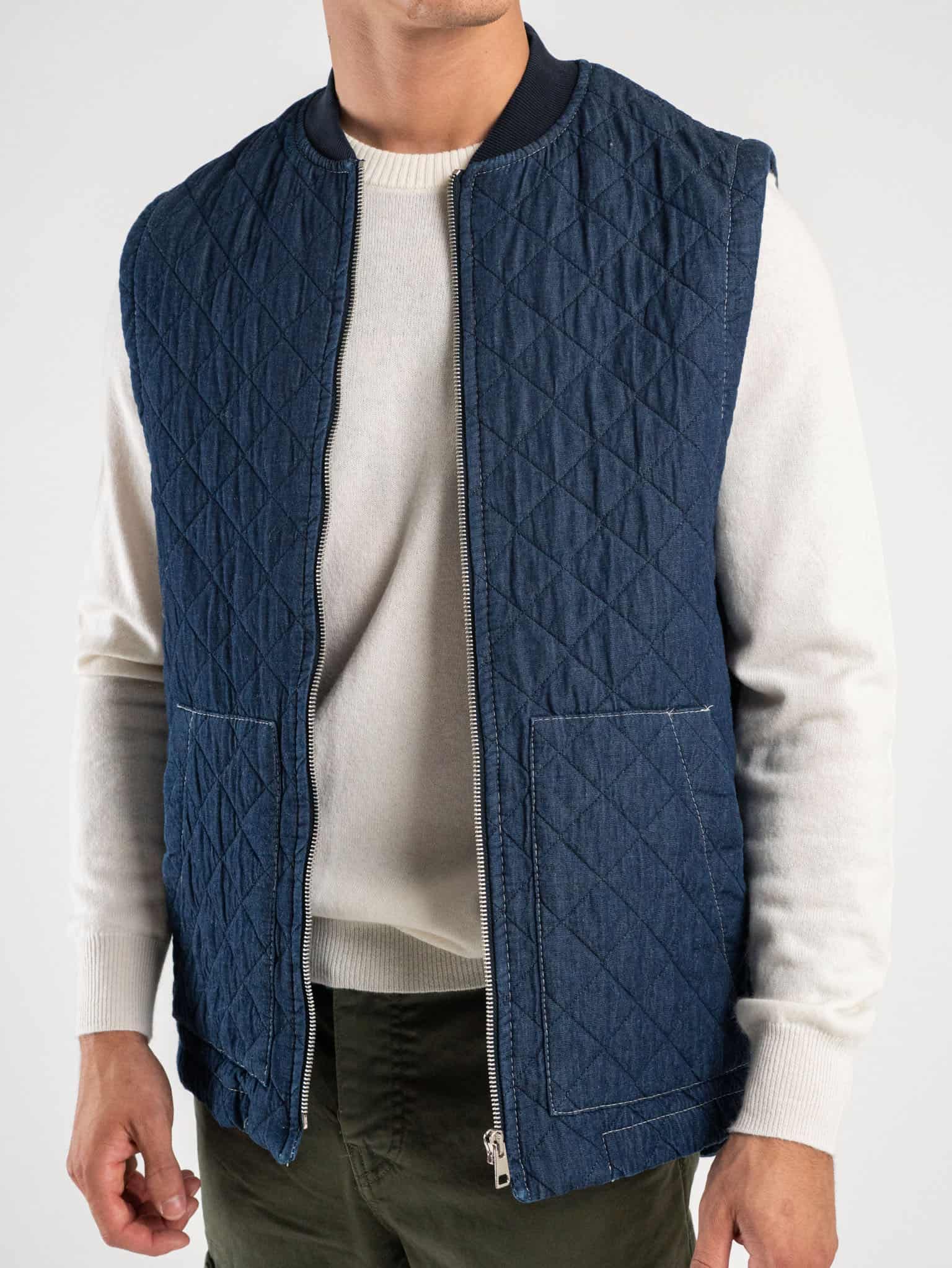 IMPERIAL Giubbino smanicato trapuntato effetto jeans con colletto
