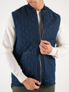 IMPERIAL Giubbino smanicato trapuntato effetto jeans con colletto in maglia e zip L898GC06CH Blu Denim (6)