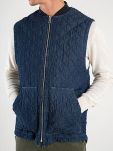 IMPERIAL Giubbino smanicato trapuntato effetto jeans con colletto in maglia e zip L898GC06CH Blu Denim (7)